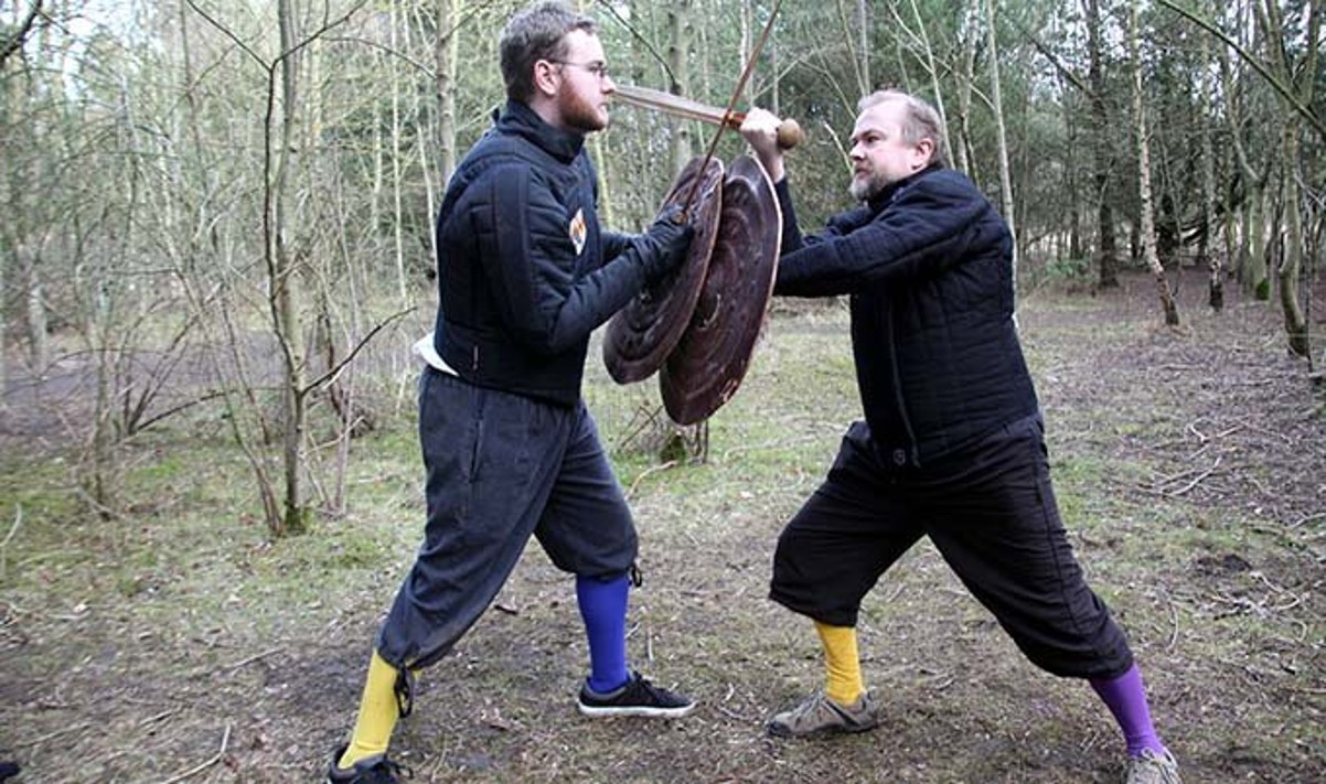 Research into Bronze Age swords involved staging experimental fights using replica weapons