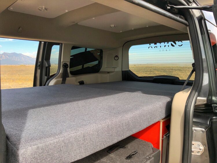 A look at the set up Contravans Family Camper Van bed