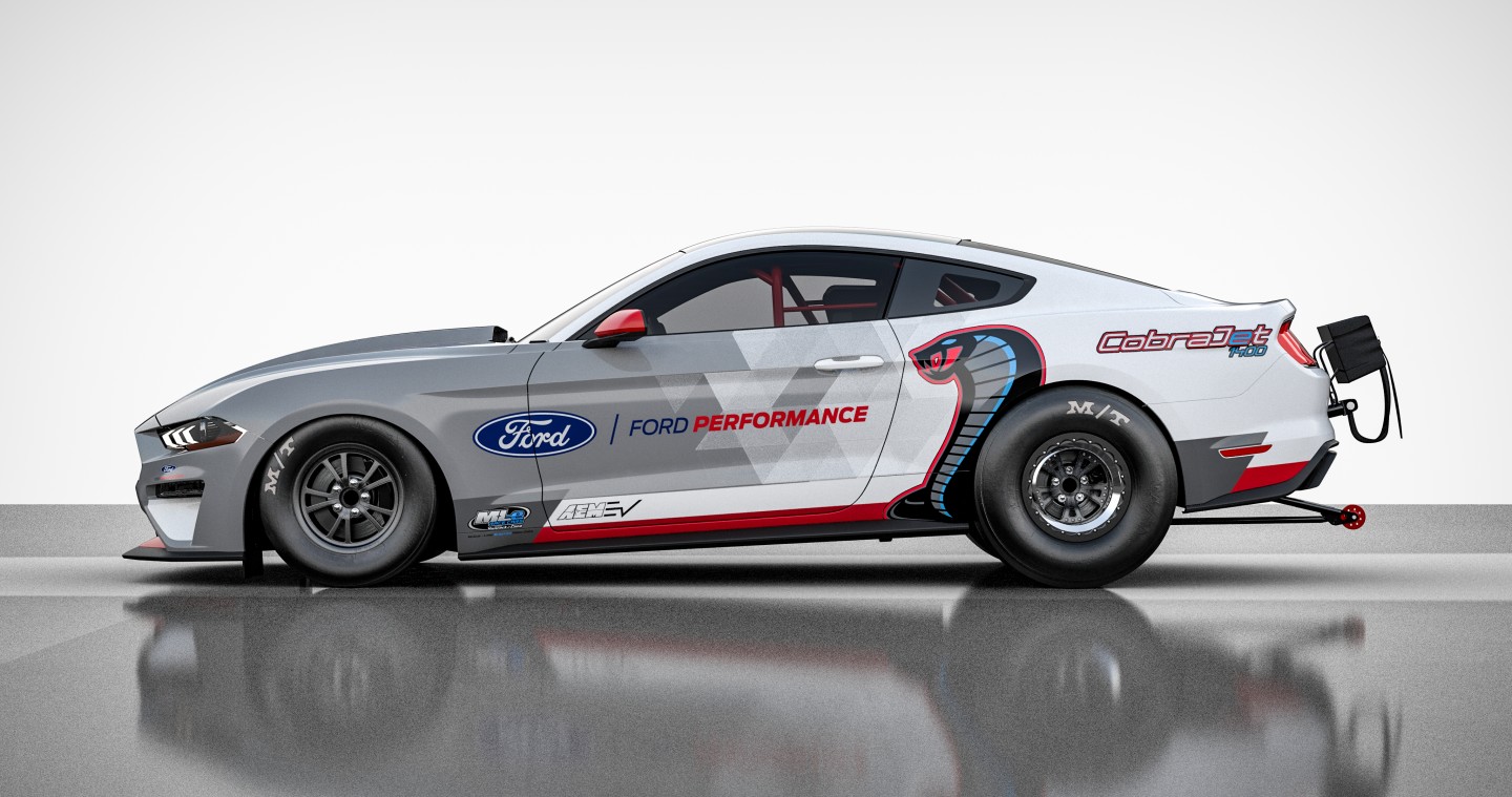 The Mustang Cobra Jet 1400 has a 1,400-hp all-electric powertrain