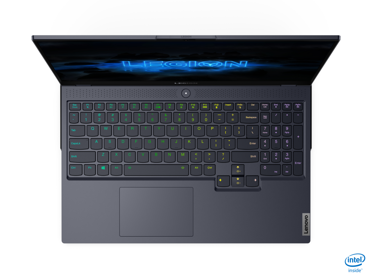 The Legion 7i sports a full-size RGB backlit keyboard and large trackpad