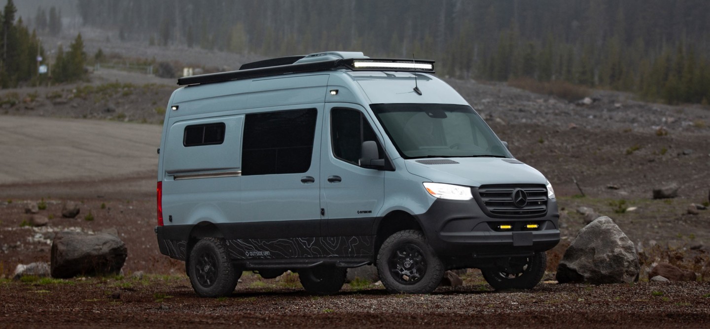 The Outside Blue Sky van includes rear side flares for added space at the beds