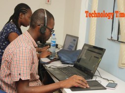 Technology Times photo file showing people working on PCs at the iDEA Hub in Yaba, Lagos