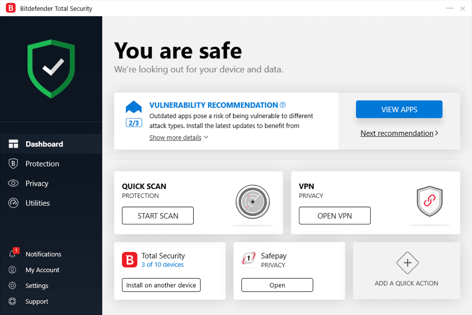 Bitdefender — VPN med høj præstation og stærk antivirusbeskyttelse