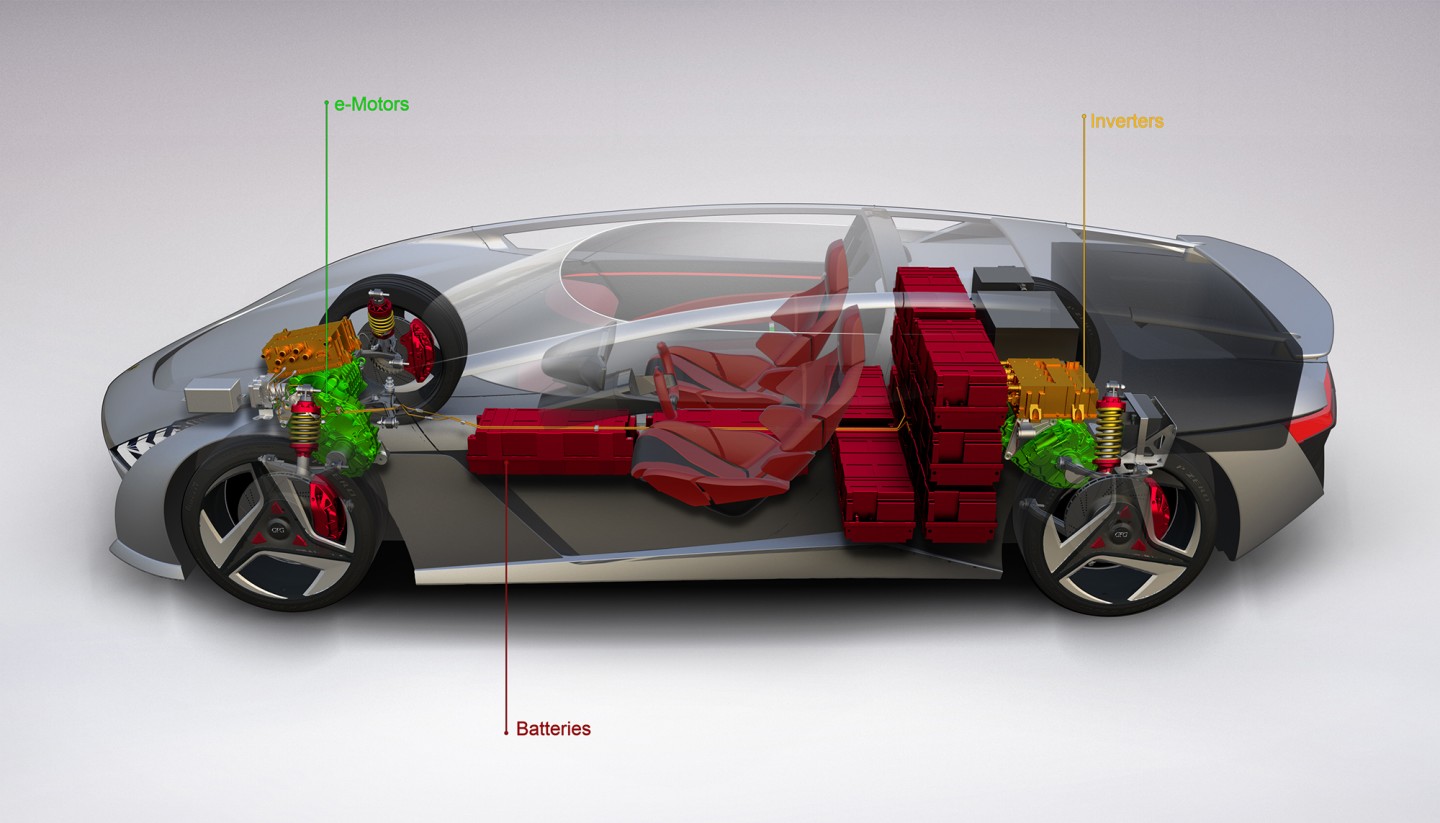 An unusual battery arrangement places much of the weight behind the seats