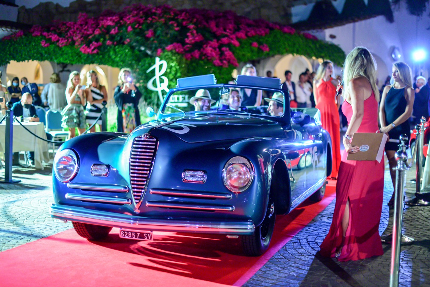 The winner of the "Cars from the Mille Miglia" Class, the 1947 Alfa Romeo 6C 2500 Cabriolet Pininfarina of Mattia Colpani. This car competed in the 1949 Mille Miglia, and had there been an award for the most laughter and fun per mile in the tour, it would probably have won that too!