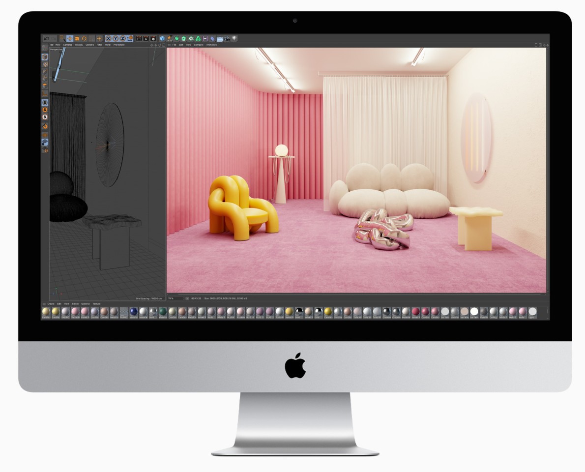 Apple says that compared to last-gen, the 27-in iMac has up to 55 percent faster graphics performance for tasks such as 3D rendering