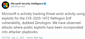 Microsoft: Attackers Exploiting ‘ZeroLogon’ Windows Flaw