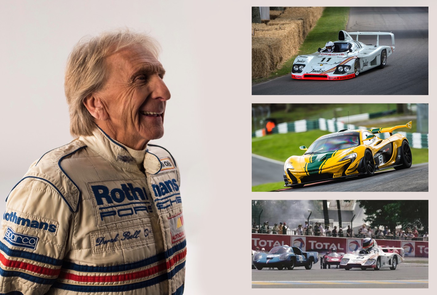 Derek Bell MBE and three of his most precious memories.
