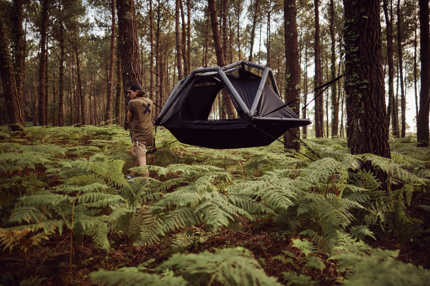 With the available cam straps, the Ark becomes a hovering sleeping pod