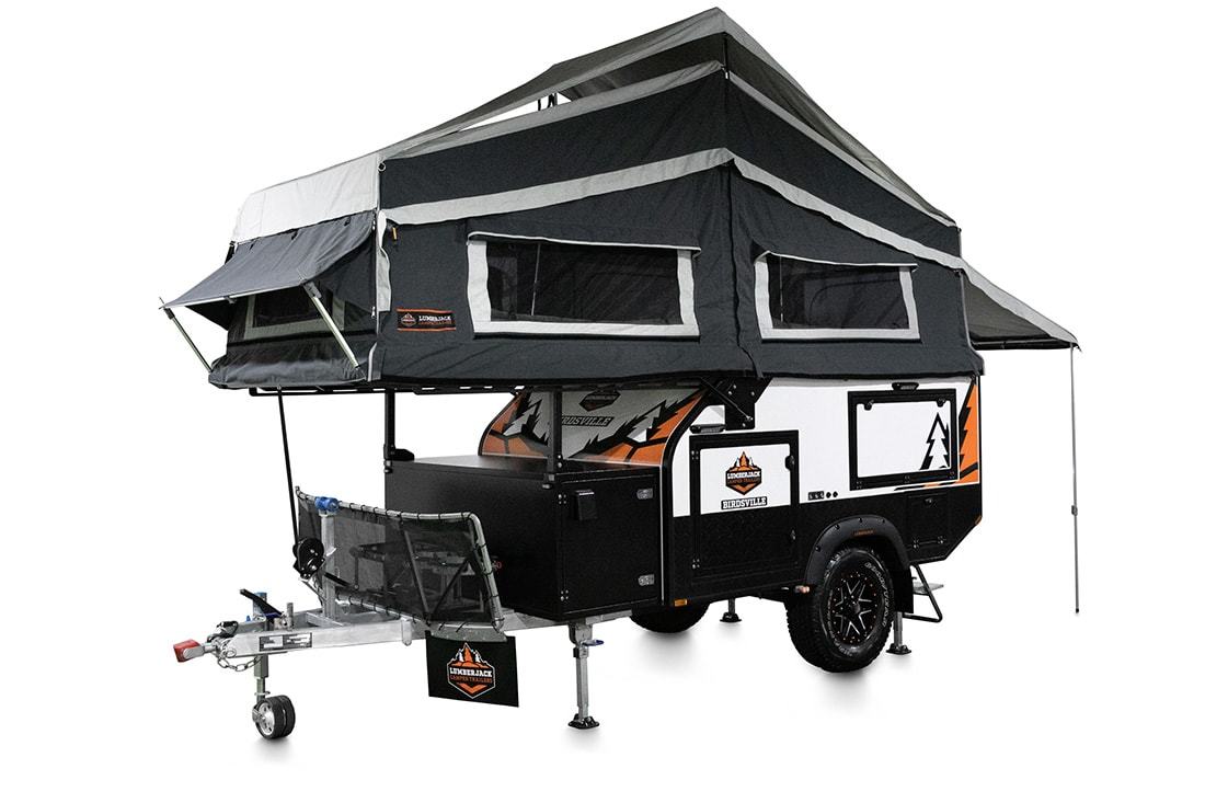 With the flip of the roof, the Lumberjack Birdsville turns into a four-person family camper
