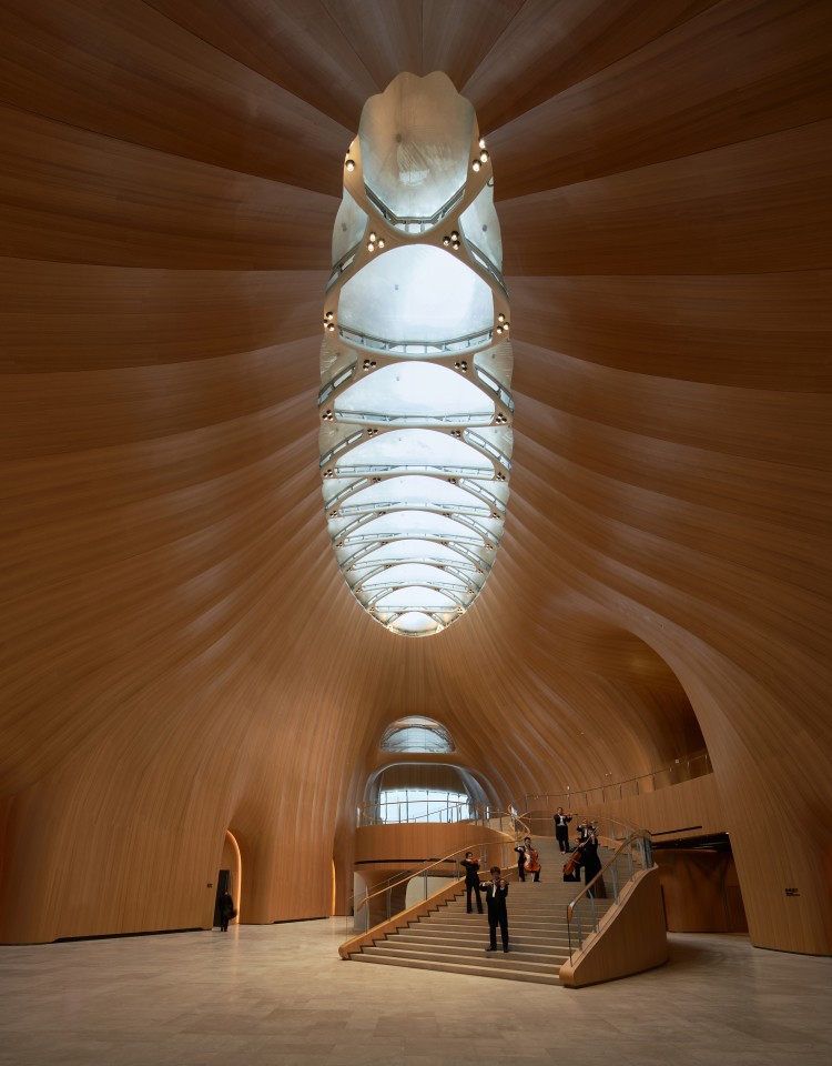 The Yabuli Entrepreneurs' Congress Center is naturally lit with a large skylight