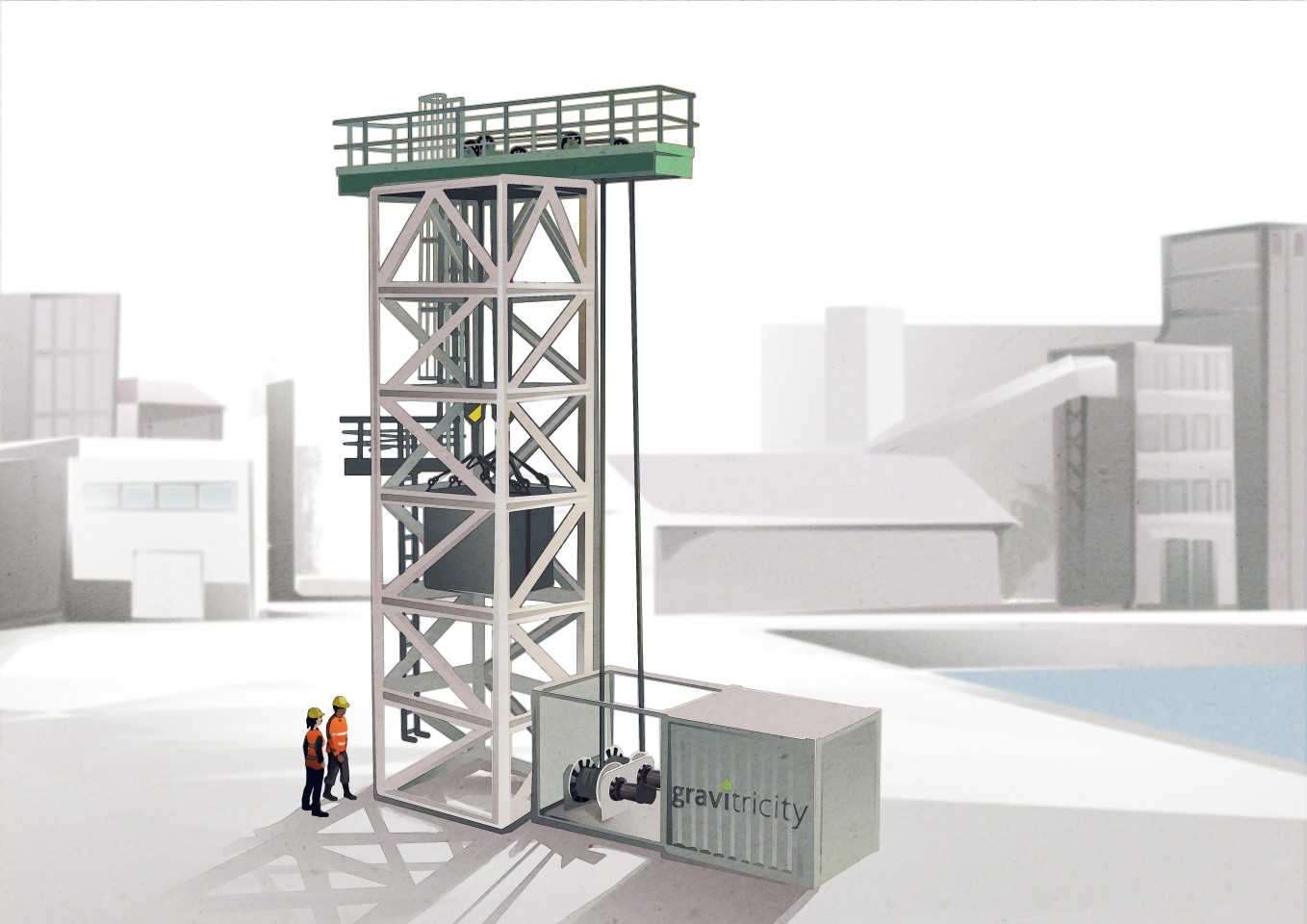 A concept image of the Gravitricity demonstrator facility, which should open for testing in early 2021