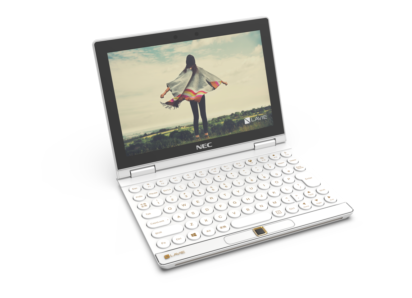 The Lavie Mini sports an 8-inch WUXGA touchscreen and keyboard with circular keys and blacklighting