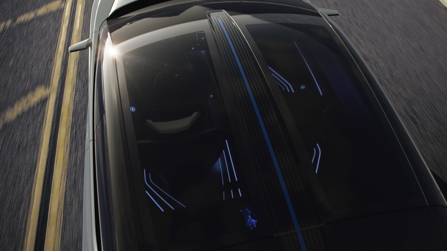 The Lexus LF-Z Electrified concept includes a panoramic roof that shades on command, and senses sunlight to filter UV rays