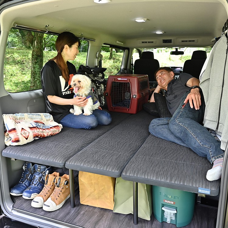 The bed will sleep these three comfortably, but a third adult or large child will probably want to look for an outside hammock or tent