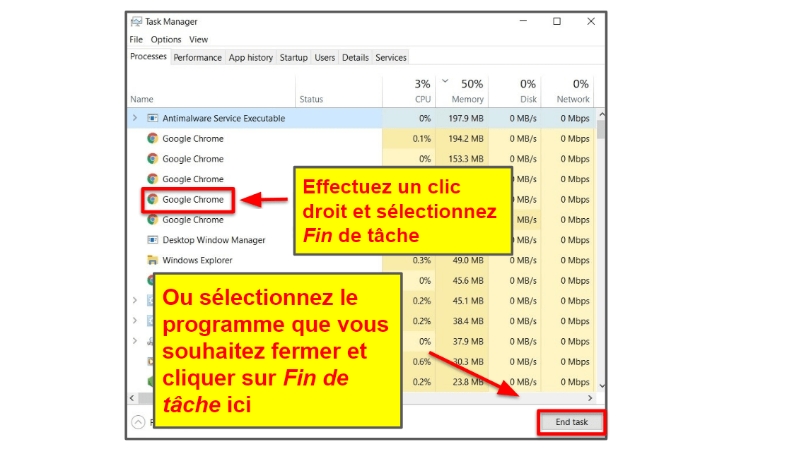 Mettez fin aux tâches et programmes gourmands en ressources