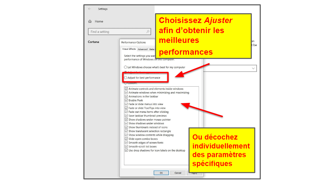 Ajustez les paramètres visuels et d’apparence