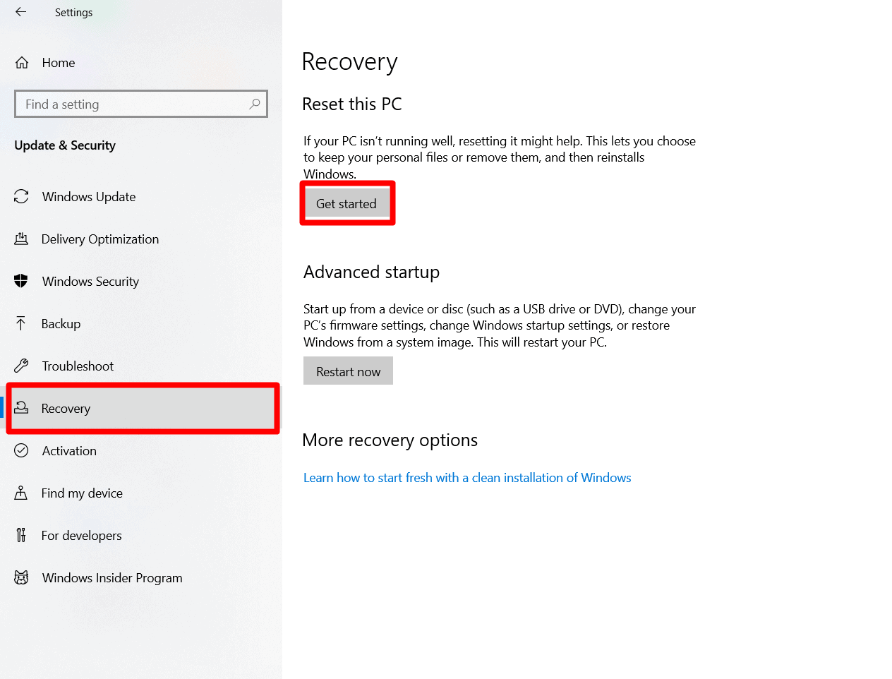 Réinstallez Windows
