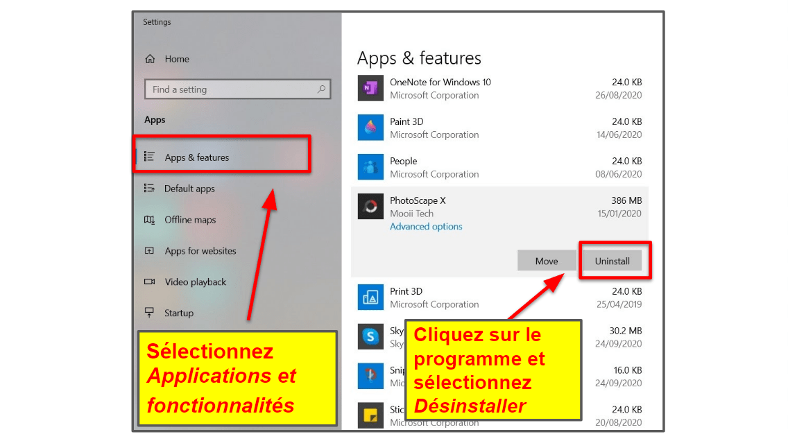 Supprimez les applications et logiciels non utilisés et les obésiciels