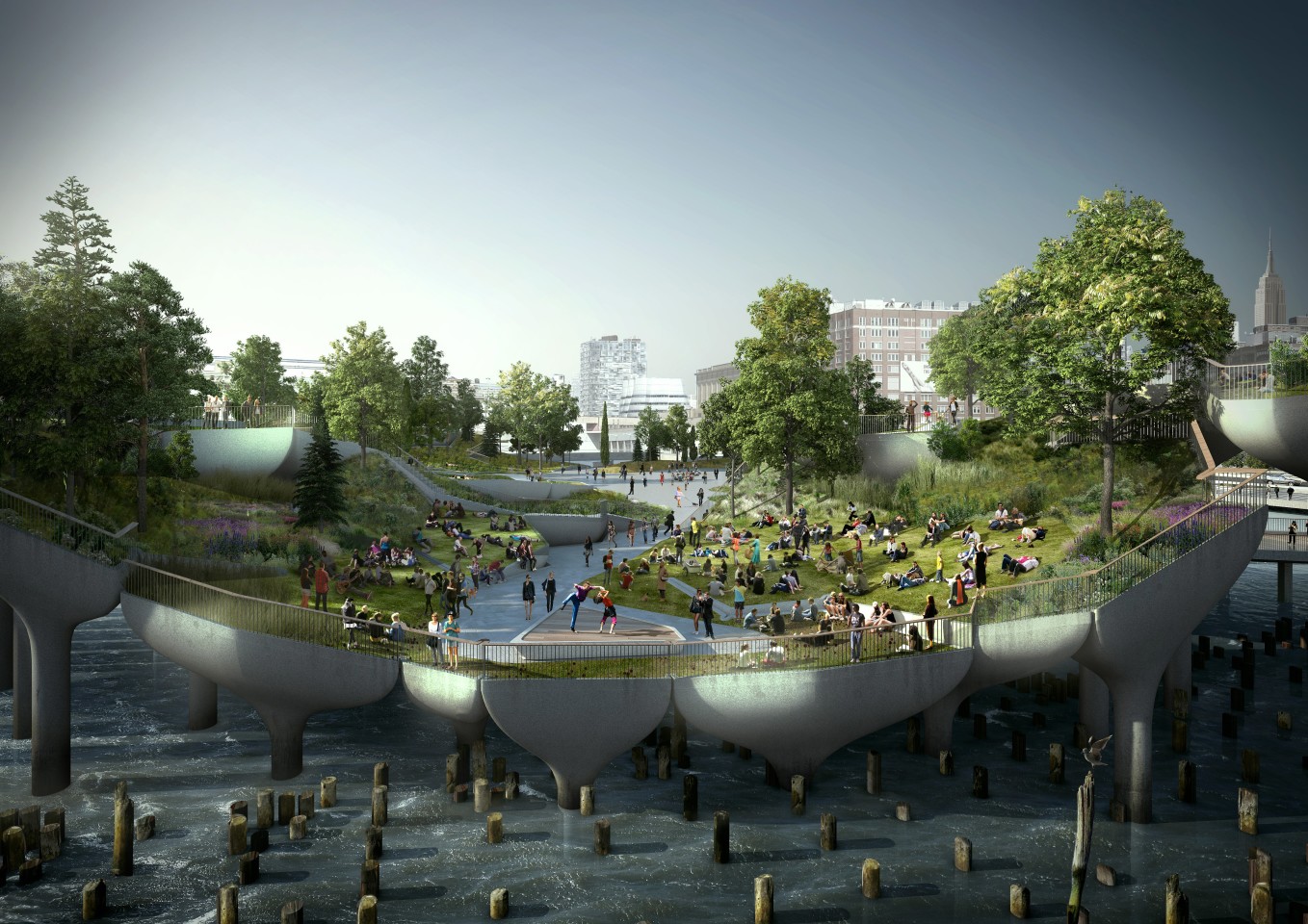 Little Island was partly inspired by the old wooden pilings from a previous pier that were already on the site