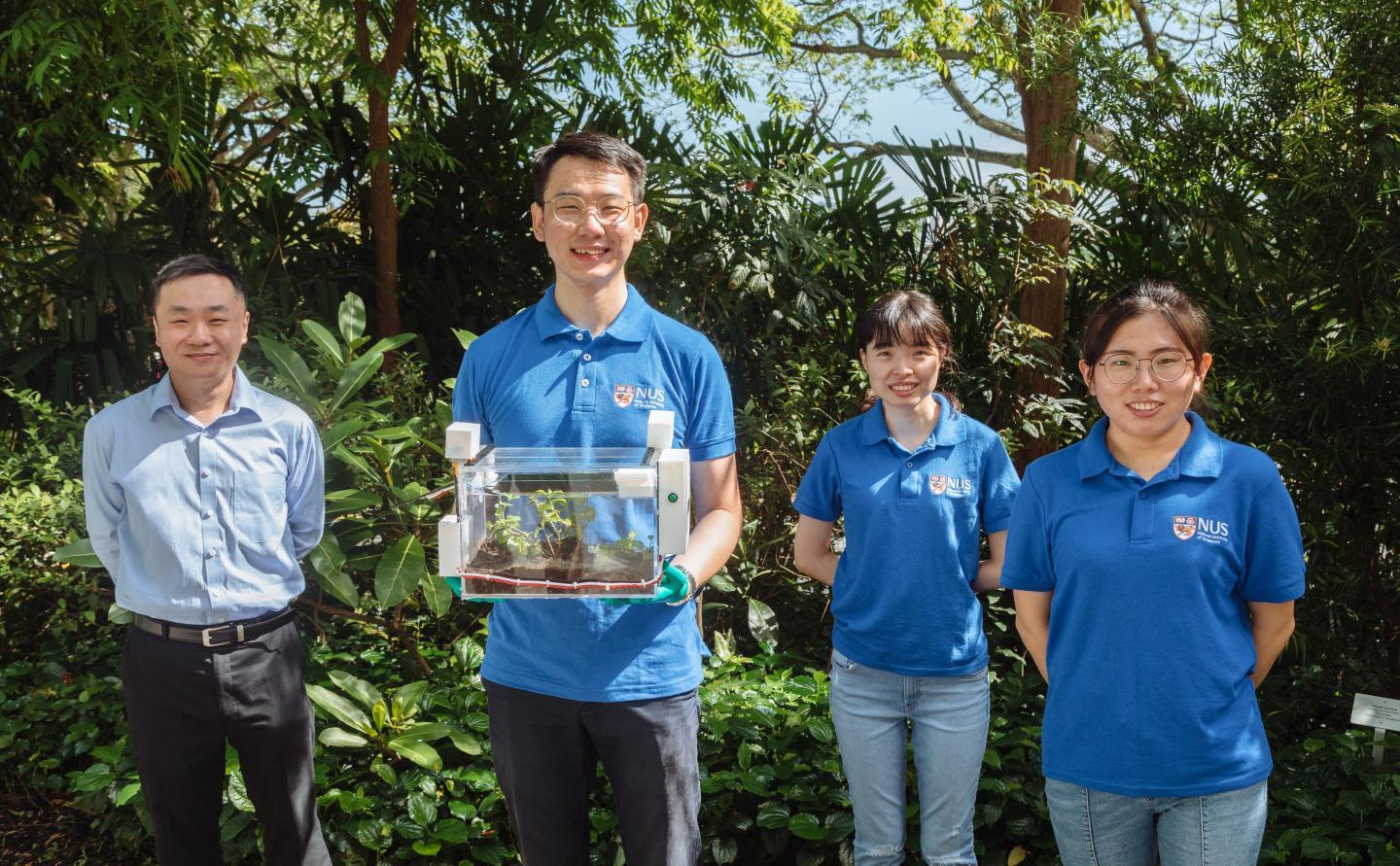 The research team, from left to right: Asst. Prof. Tan Swee Ching, Mr. Qu Hao, Ms. Yang Jiachen and Dr. Zhang Xueping