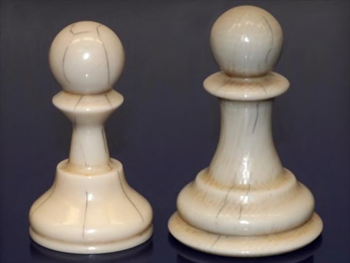 Two chess pawns, both made of Digory