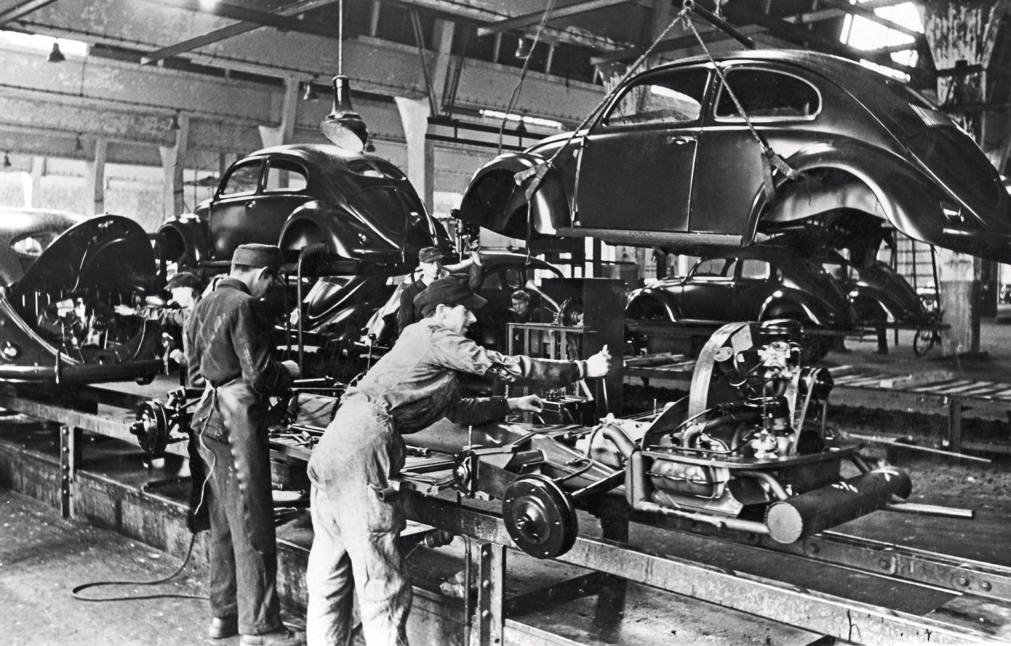 The Volkswagen assembly line was based on Ford's Detroit plant