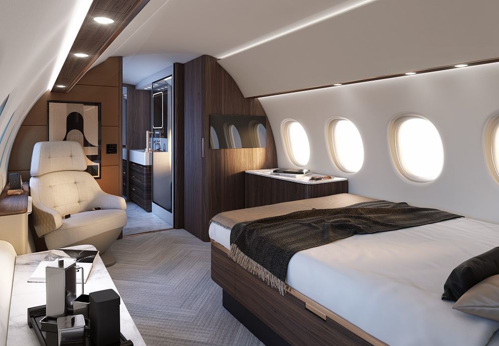 The Dassault Falcon 10X with stateroom installed