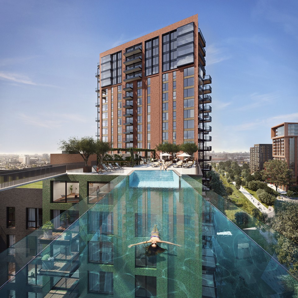 The Sky Pool was created in Colorado, before being transported to Texas and shipped to the Netherlands. It was then finally transferred to London