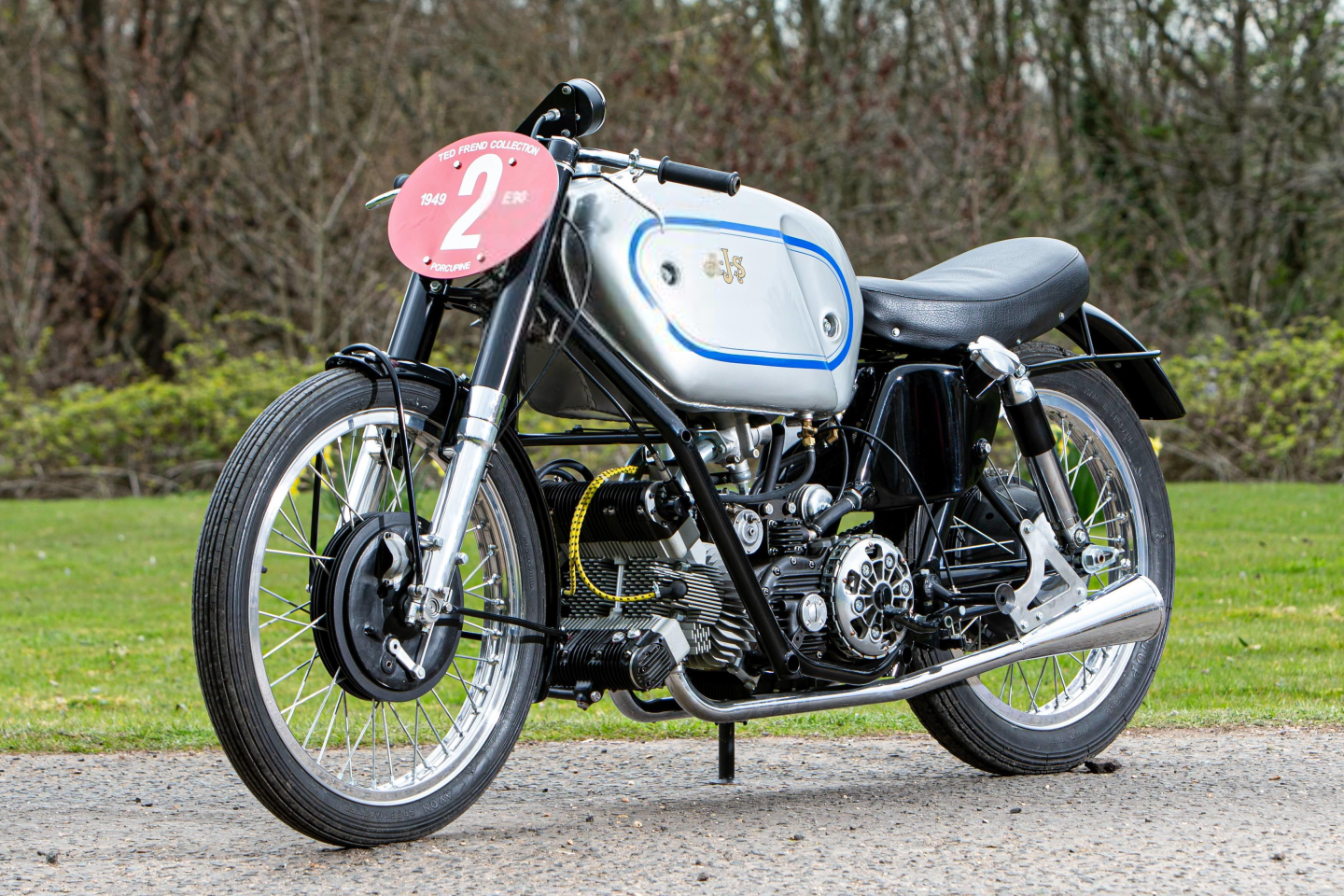 This 1946 AJS 500cc E90 'Porcupine' Grand Prix Racing Motorcycle is estimated to sell for between $355,000 to $426,000 (£250,000 to £300,000) at Bonhams’ Three-day Summer Motorcycle Sale on 2-4 July, 2021