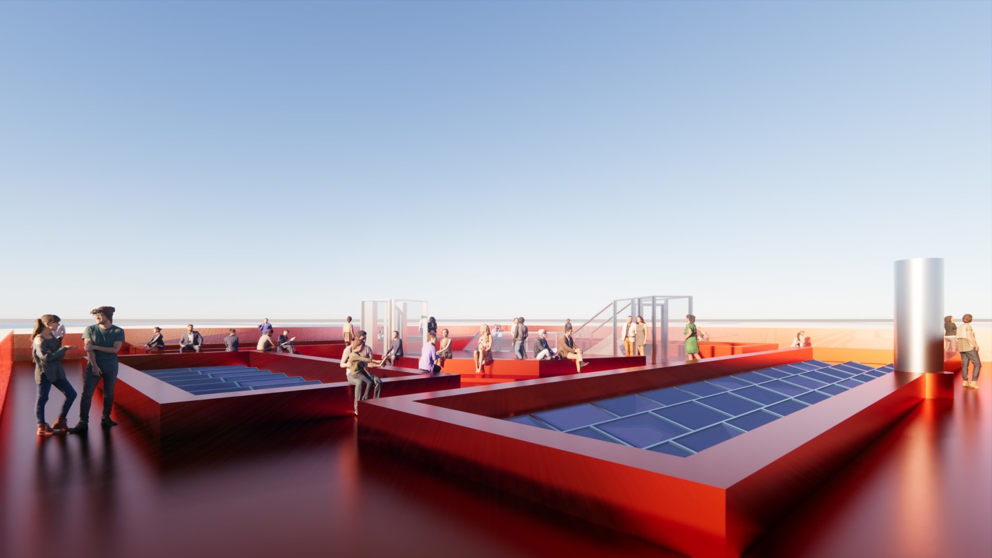 The Harbour Experience Centre's required electricity will be produced by 266 solar panels, as well as a wind turbine