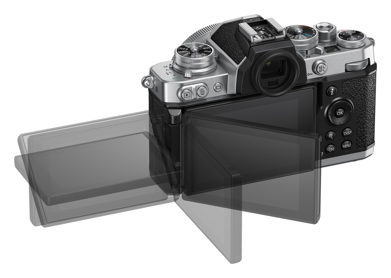 The Z fc features a vari-angle LCD touch panel below the electronic viewfinder
