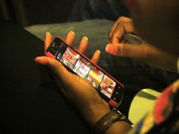 A mobile phone user seen at the 2016 Social Media Week Lagos