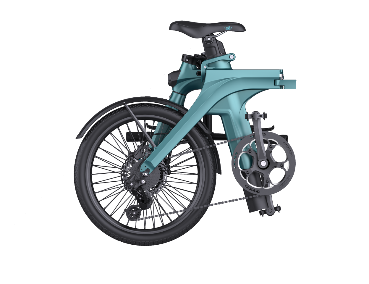 The Fiido X and X Lite ebikes each fold down to 84 x 40 x 59 cm for between-ride transport ease