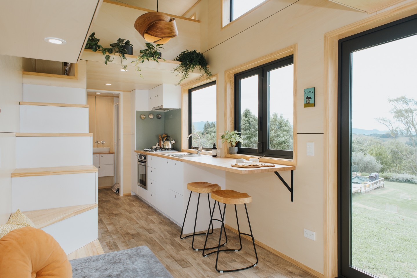 The Nugget's kitchen includes a breakfast bar for two
