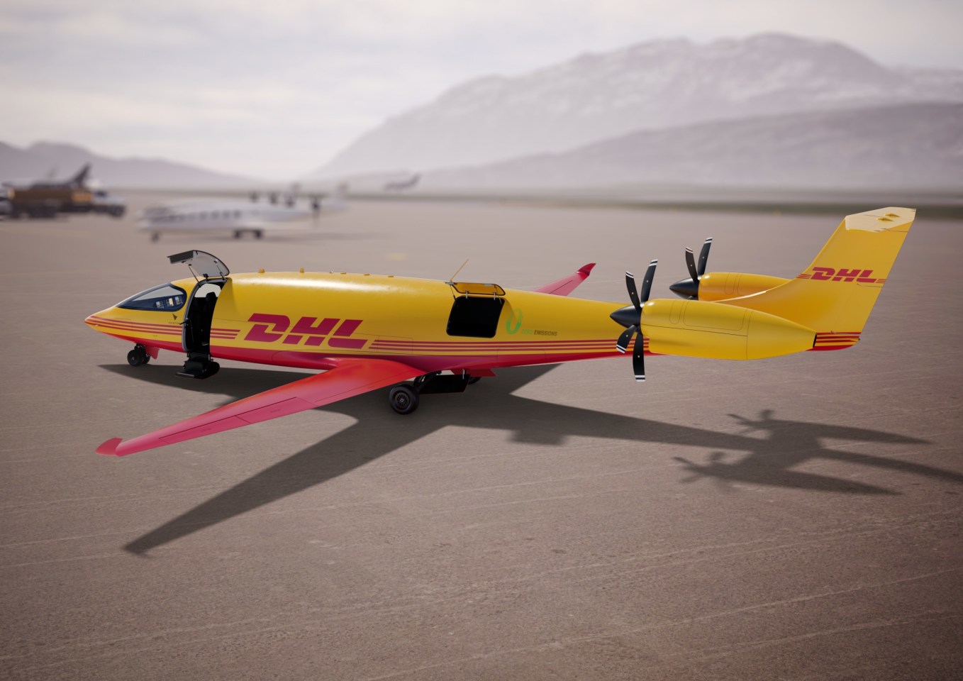 The single-pilot all-electric Alice eCargo has a per-charge range of 440 nautical miles, with the battery pack topped up while the aircraft is on the ground during loading and unloading operations