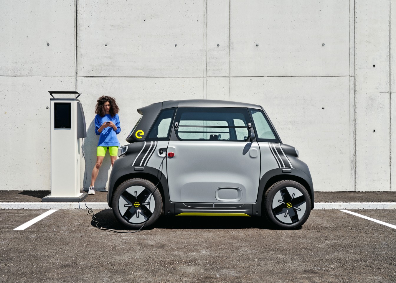 An adapter will allow for cabling up to a public charger, but the Rocks-e's battery can be juiced up via a home power outlet in 3.5 hours