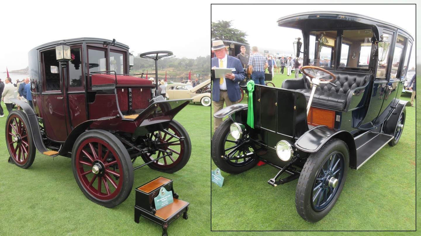 At left is the 1905 Columbia Mark XXXV Brougham entered by Mary & Ted Stahl of Chesterfield, Michigan which was judged second in class. At right is the class winner, the 1912 Rauch & Lang TC4 Brougham owned by John W. Rich Jr. of Gilberton, Pennsylvania.