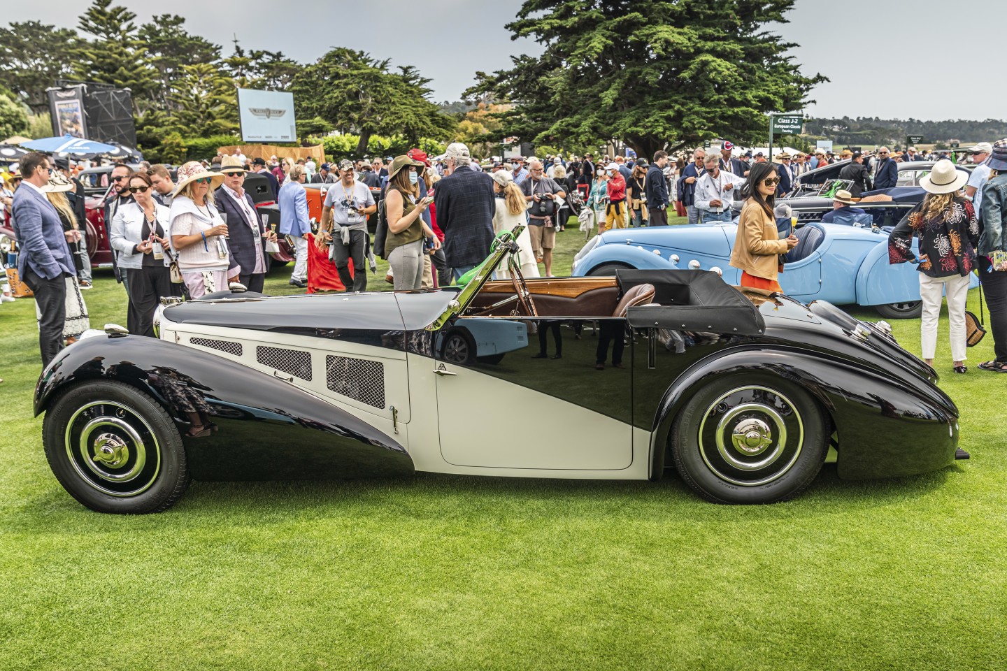 One of the four Best Of Show Nominees from the 2021 Pebble Beach Concours d'Elegance, this 1937 Bugatti Type 57S Corsica Drophead Coupé is owned by Joanie & Scott Kriens of Saratoga, California. The Bugatti was also the winner of the European Classic Sports Class