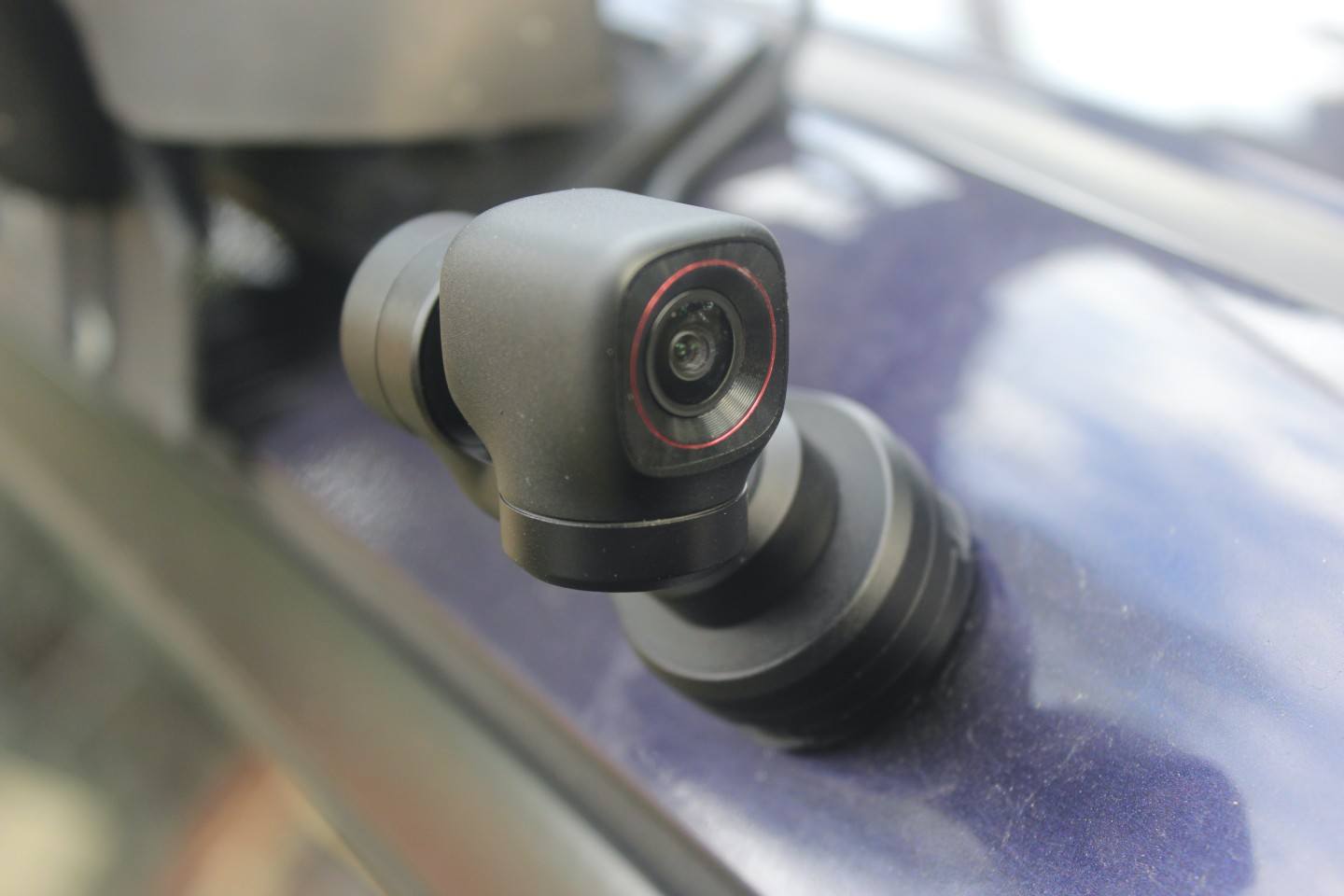 Because the camera/gimbal unit is magnetic (as is the handle), it can be mounted directly onto metallic surfaces