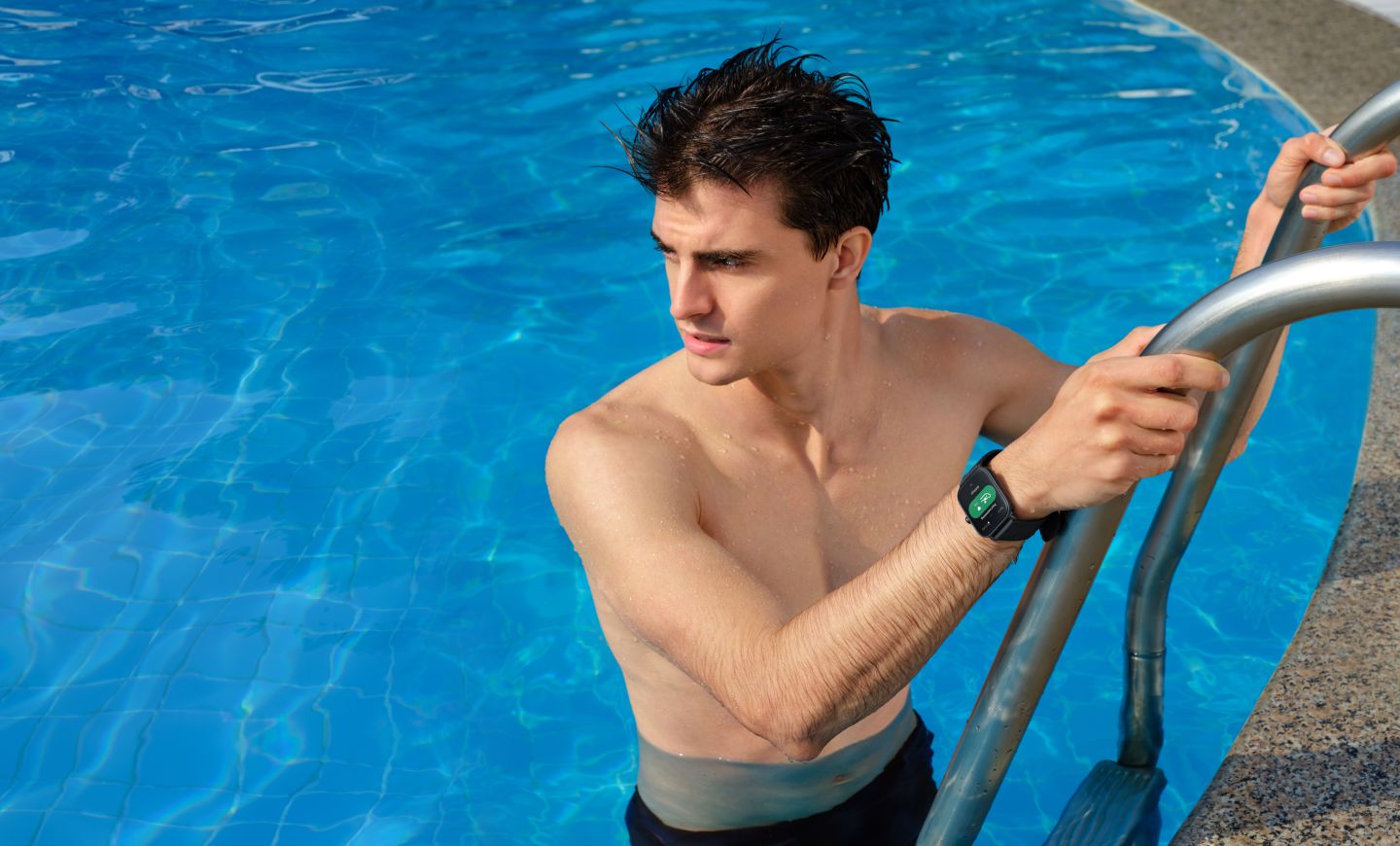 The GTS 3 monitors heart rate all day, even when swimming, and alerts the wearer when abnormalities are detected