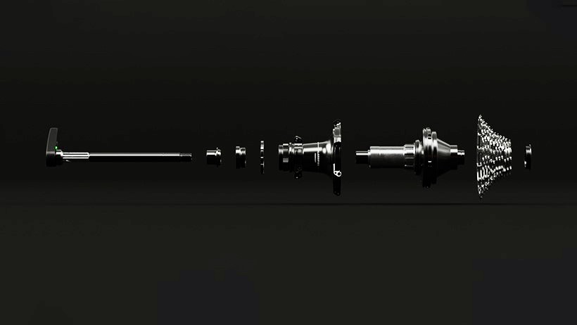 An exploded view of the Powershift hub