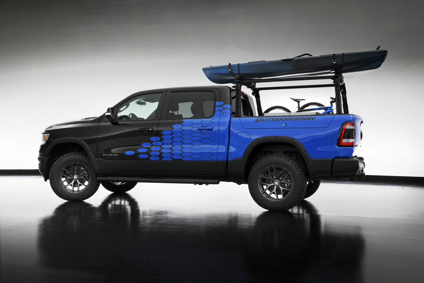 The Ram 1500 Outdoorsman concept combines the workaday aspects of a Ram Big Horn with some custom work/play Mopar add-ons