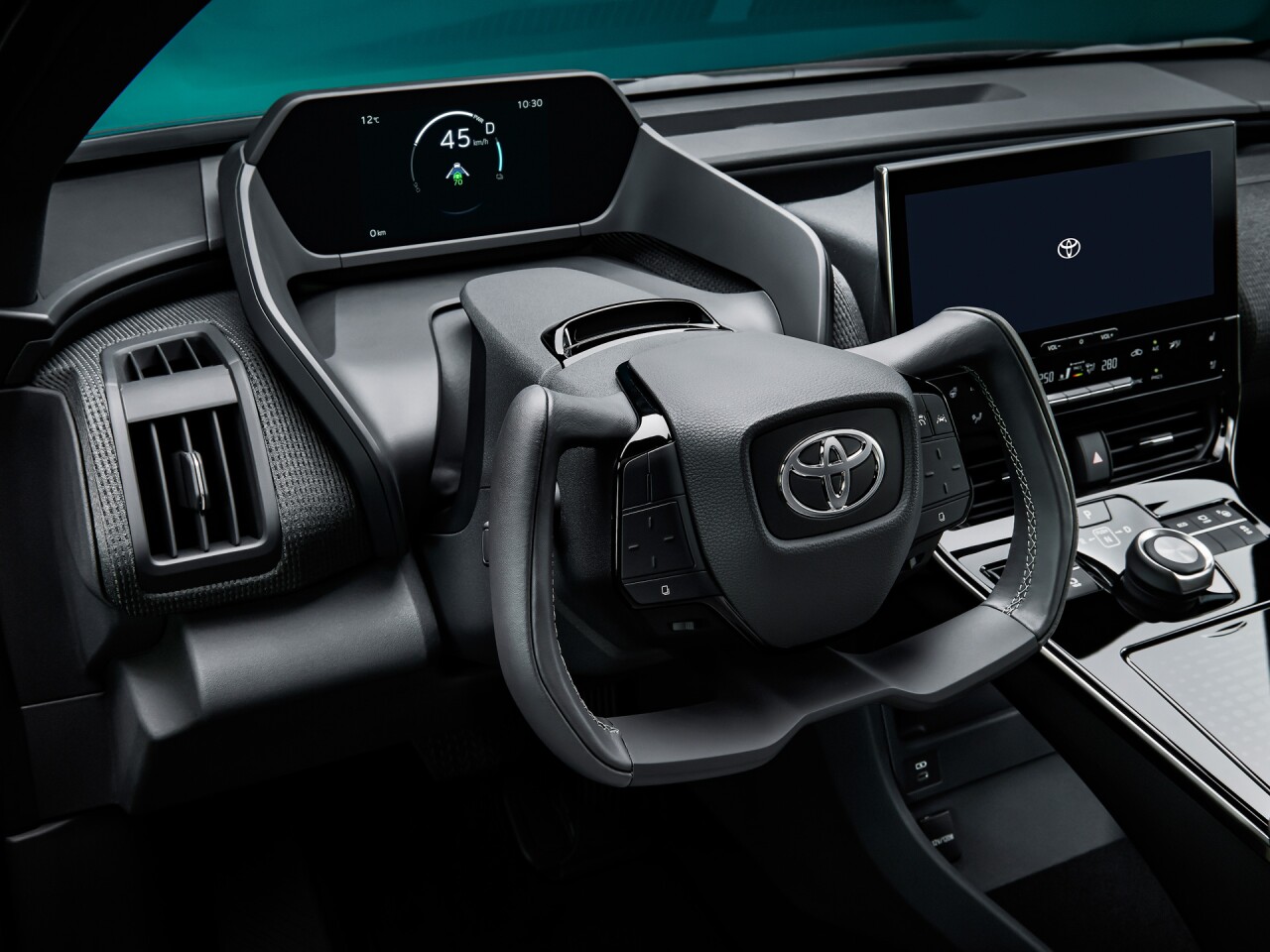 Toyota bZ4X models with the optional steer-by-wire system will feature a unique steering wheel