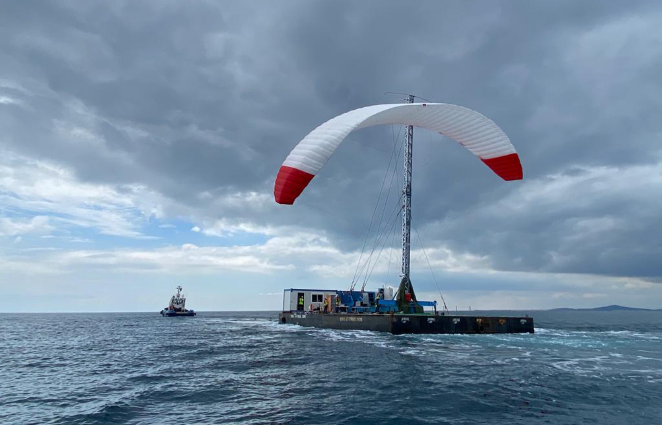An automatic system unpacks, unfurls and launches the kite on a mast on deck, before it's released to rise and run figure eights a couple of hundred meters above sea level