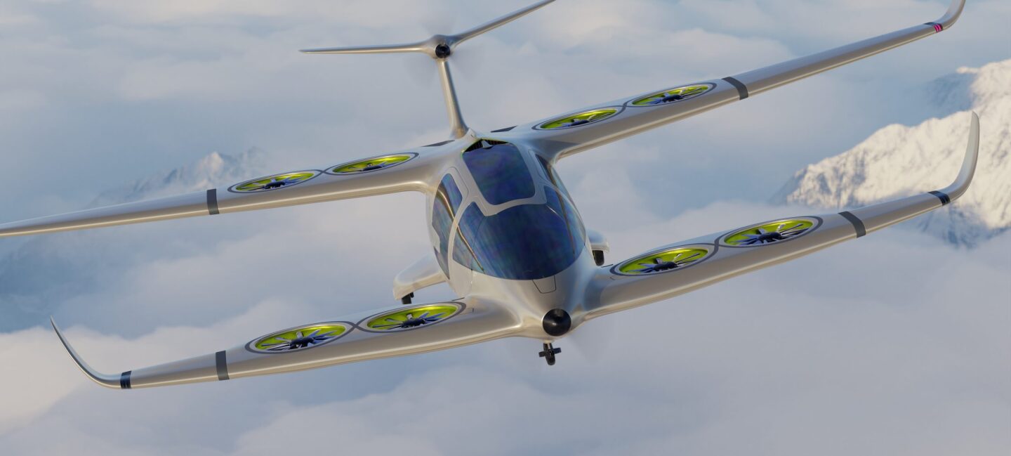 Eight vertical lift fans are integrated into the wings