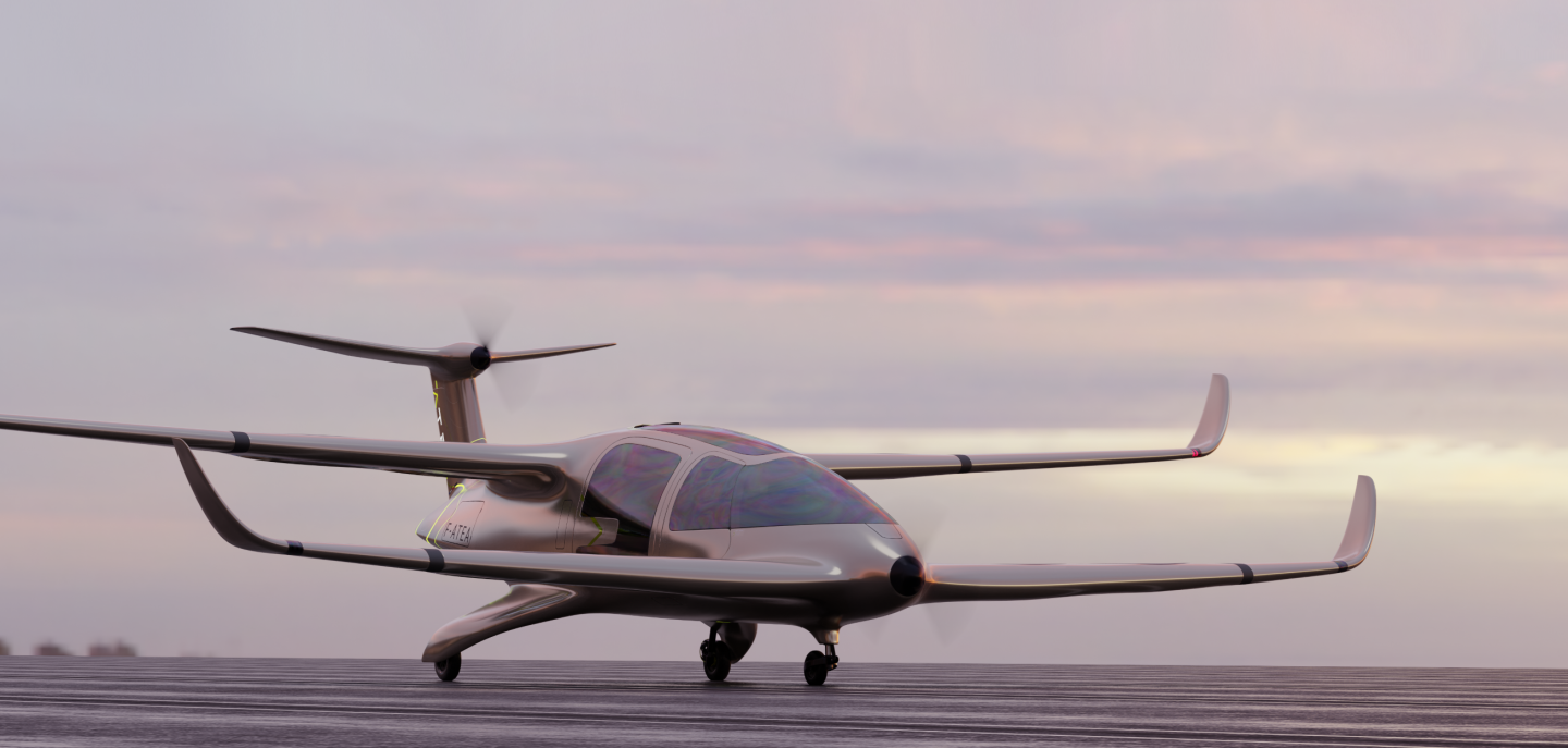 Cruise props on the nose and the T-tail provide forward propulsion