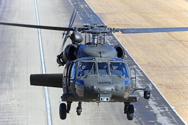 The Black Hawk helicopter flying with no one aboard