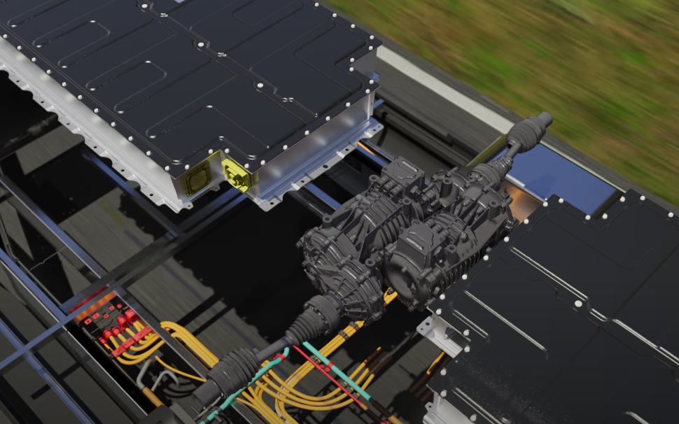 The eStream drive system uses a motor at each axle