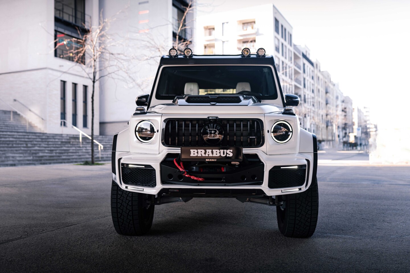 A front winch, roof rack and auxiliary lighting add to the rugged look